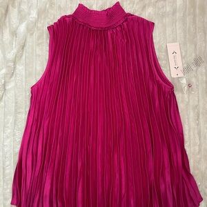Nanette Lepore Vibrant Pink Pleated Chiffon Blouse